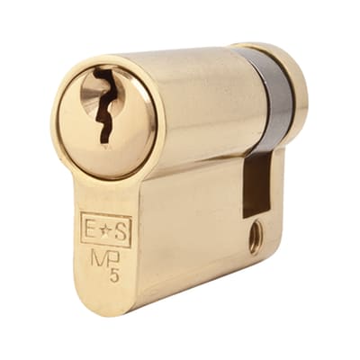 5 Pin 45mm Euro Single Cylinder - 35 + 10mm - Polished Brass - Master Keyed