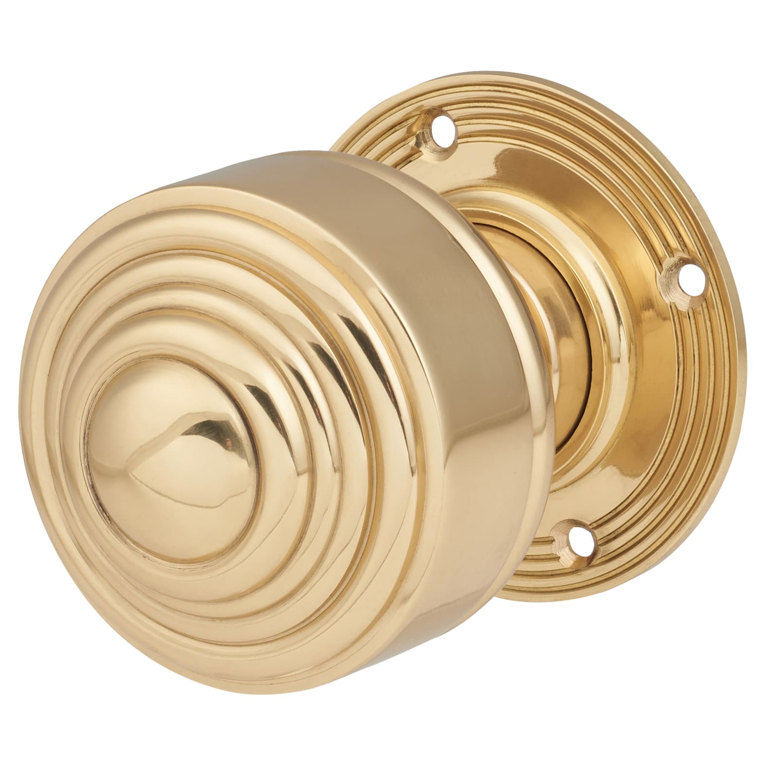 Polished Brass Edwardian Stepped Mortice/Rim Door Knob - 60mm Rose Diameter