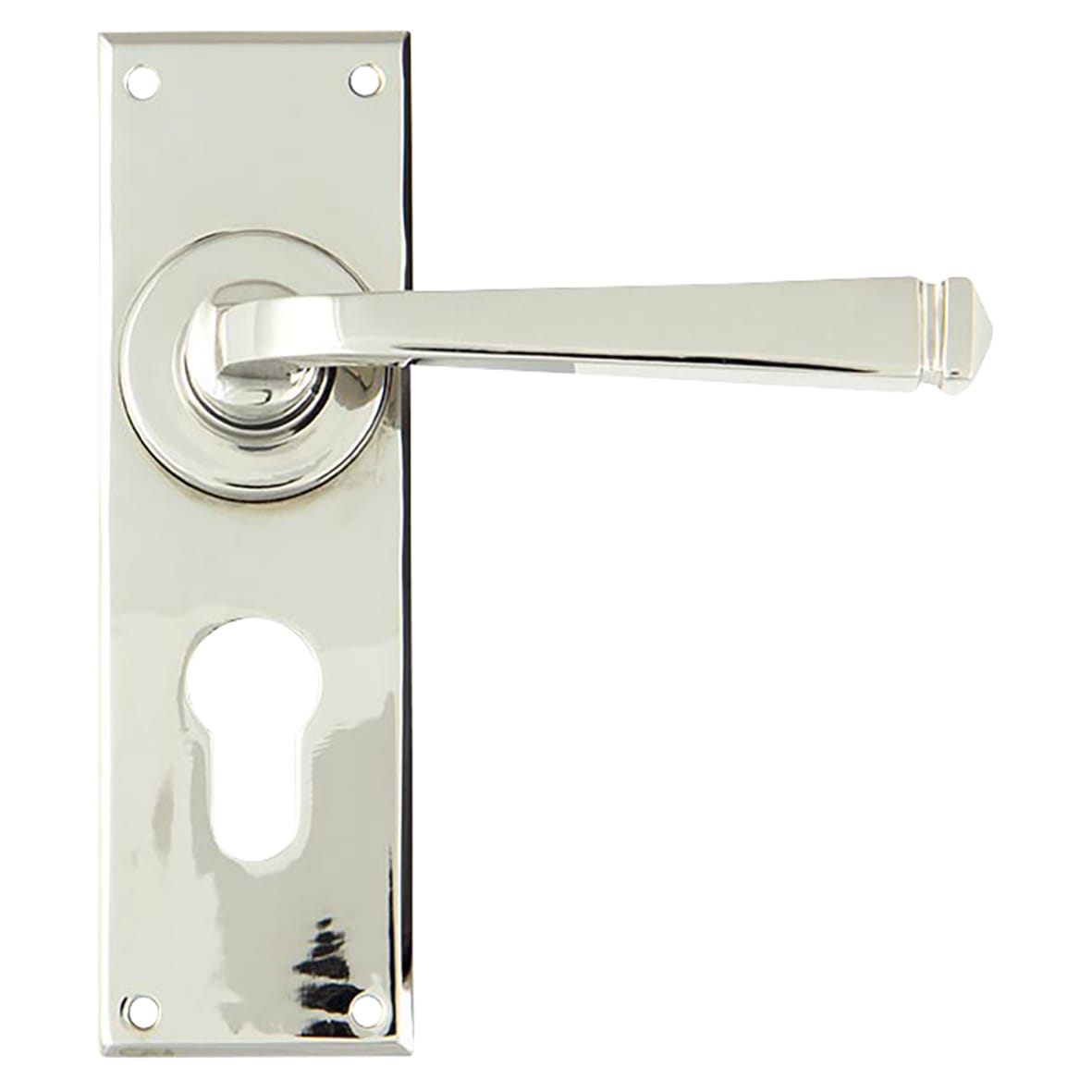 Polished Nickel Euro Lock Door Handles - Avon Range - 152 x 48mm
