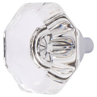 Clear Glass Octagon Cabinet Knob - 32mm Diameter - Polished Chrome