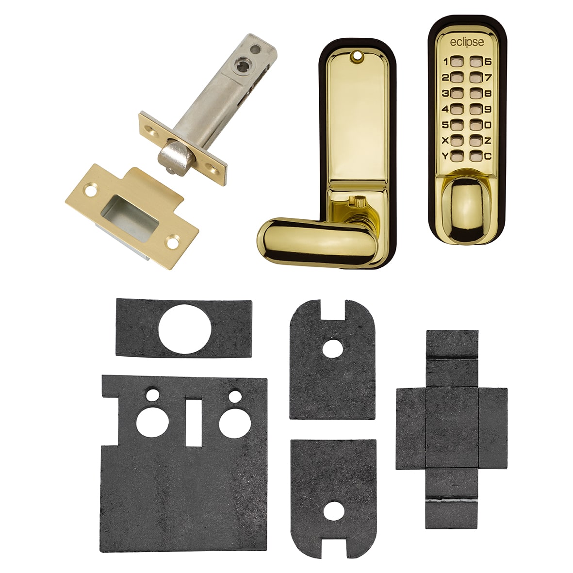 Easy Code Push Button Digital Code Lock with Intumescent - Holdback Option - Pol Brass