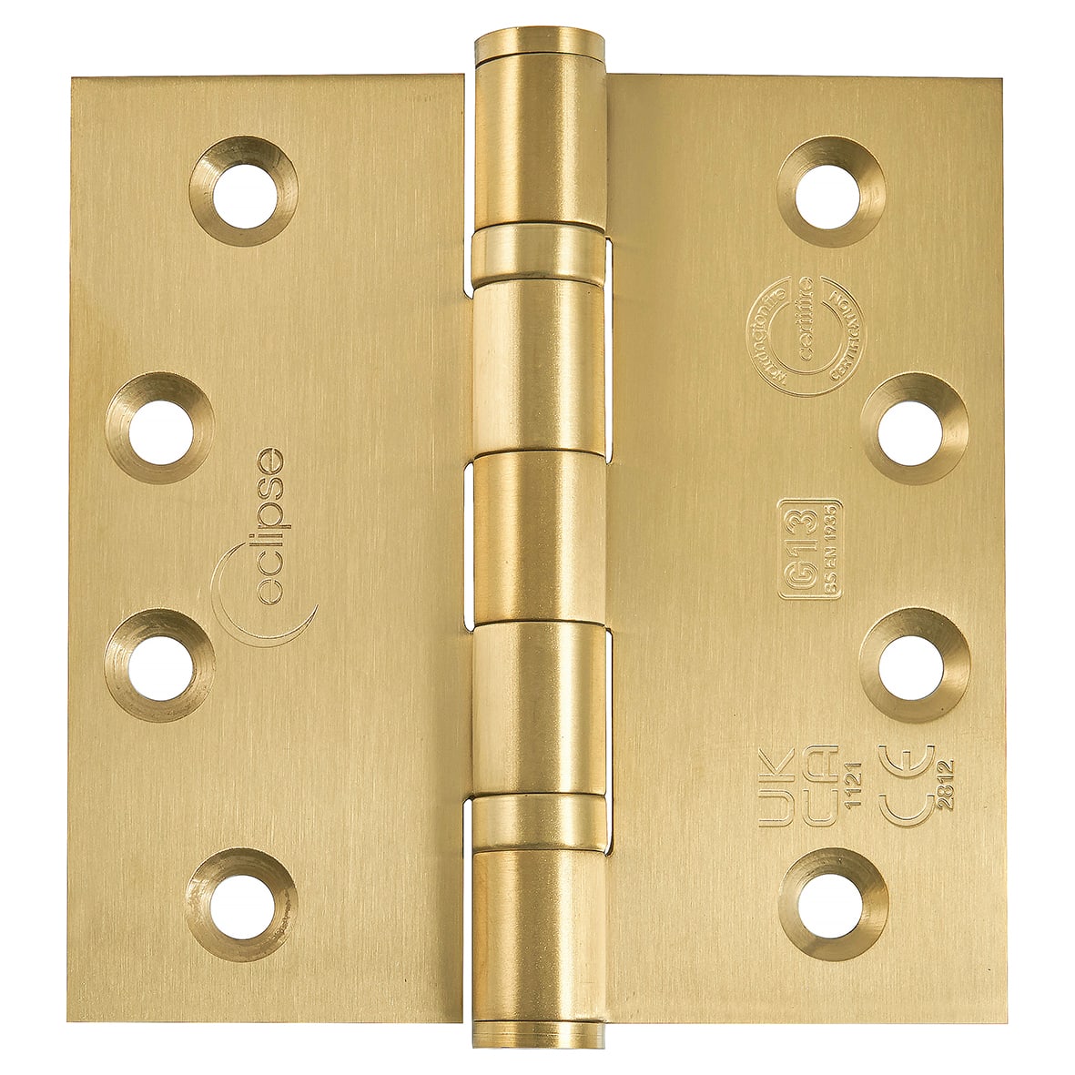 Ball Bearing Grade 13 Butt Fire Door Hinge - 102 x 102 x 3mm - Satin Brass - Pair