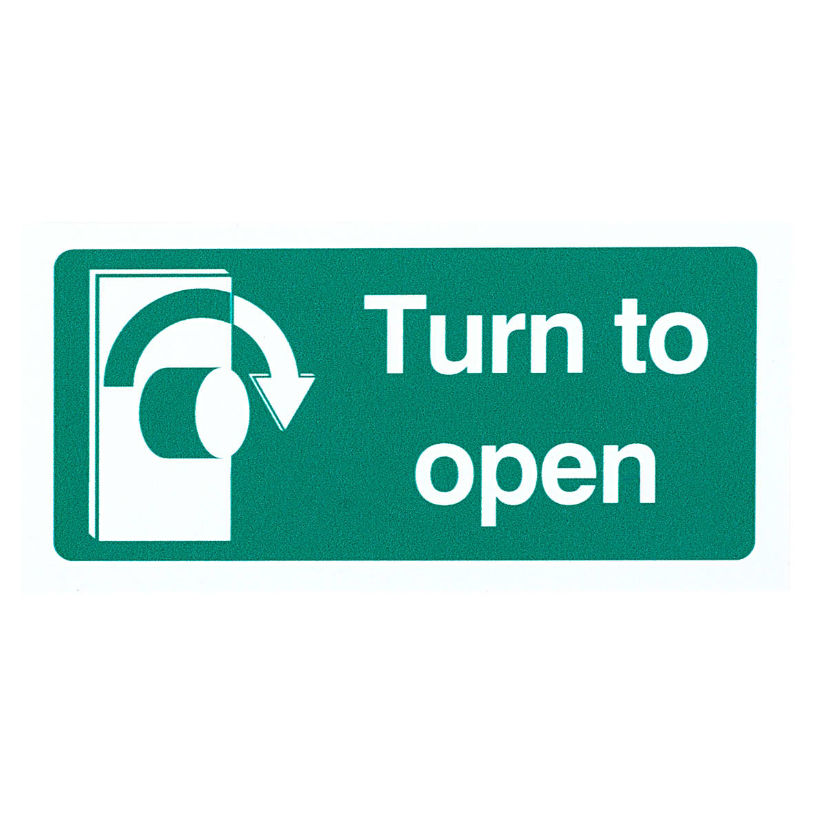Turn to Open Clockwise Sign - 100 x 50mm - Rigid Plastic