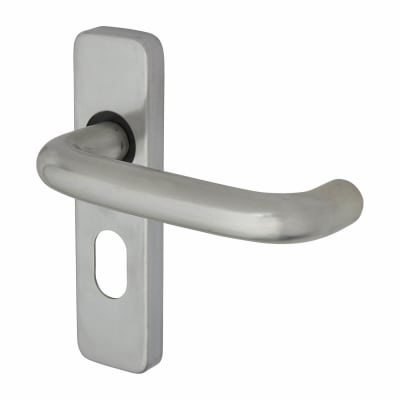 Satin Aluminium 19mm Return to Door Oval Lock Door Handles - Puma Range - 155 x 40mm