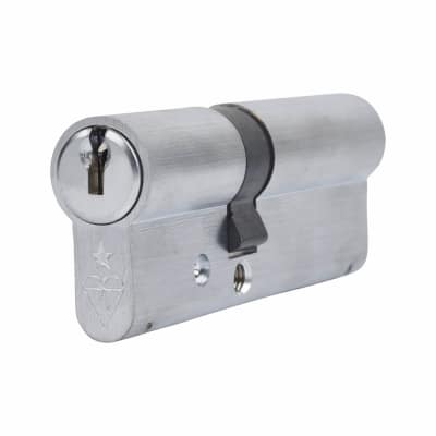 1 Star 6 Pin Kitemarked 85mm Euro Double Cylinder - 35 + 50mm - Satin Chrome - Keyed to Differ