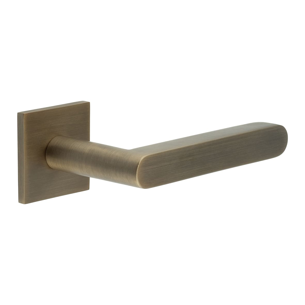 Antique Brass Unsprung Fire Rated Door Handles on Square Rose - CR-101 Range