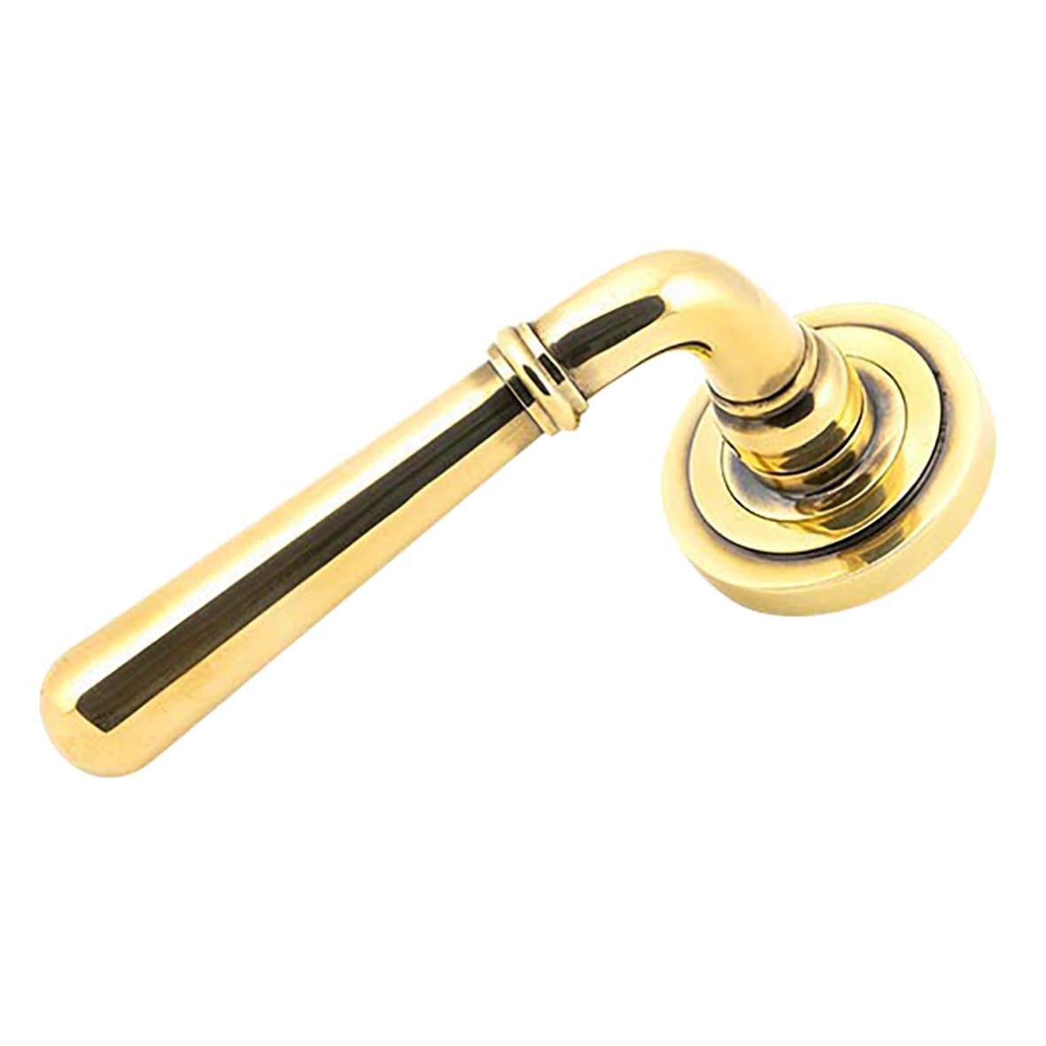 Aged Brass Door Handles on Round Art Deco Rose - Newbury Range