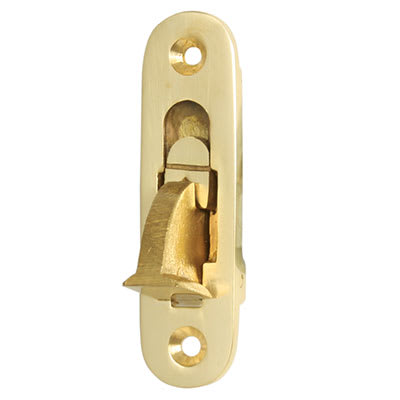 Weekes Sash Window Stop - 70 x 19mm - Radius End - Polished Brass