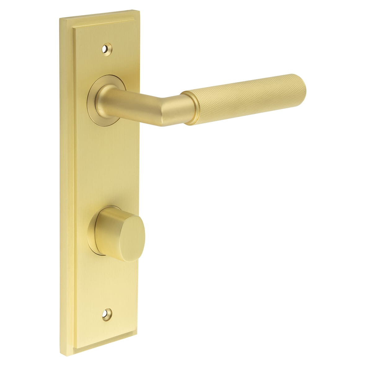 Satin Brass Fire Rated DIN Bathroom Door Handles - Piccadilly - Inner 2 - 200 x 55mm