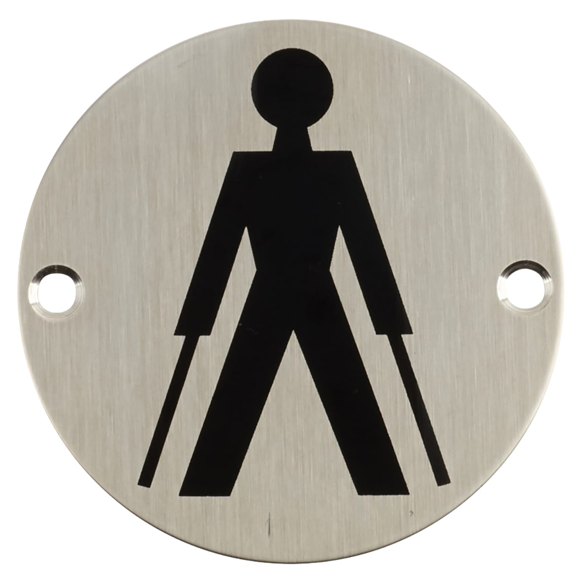 Ambulant Toilet Door Sign - 75mm Diameter - Satin Stainless Steel