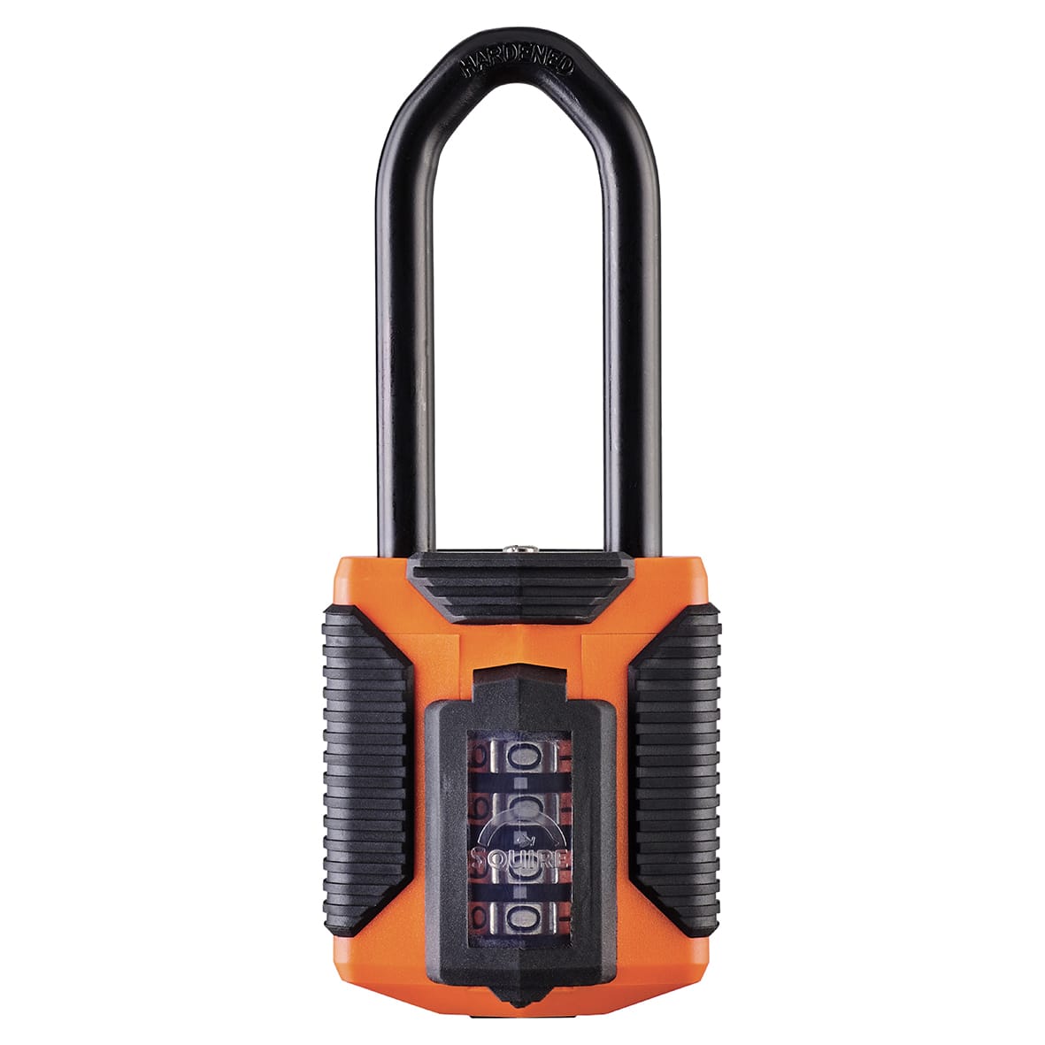 All Weather Combination Long Shackle Padlock - 50mm Body - 62 x 23mm Shackle - Orange