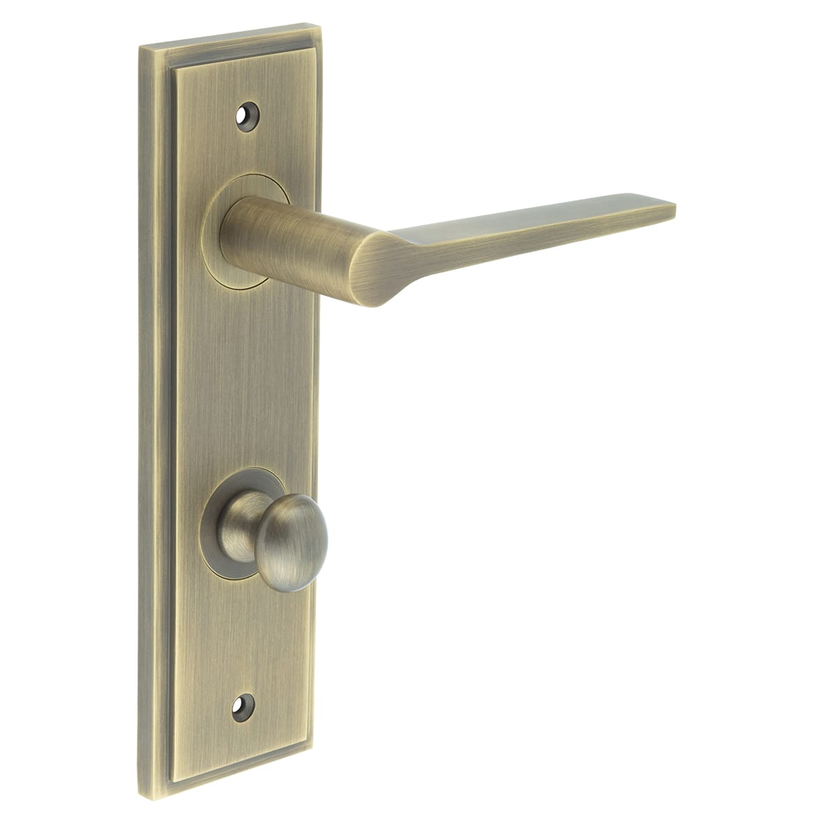 Antique Brass Fire Rated DIN Bathroom Door Handles - Knightsbridge - Inner 1 - 200 x 55mm
