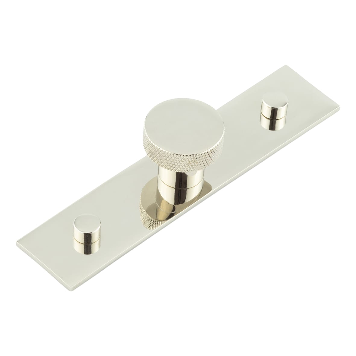 Wenlock Knurled Round Cabinet Knob on Plain Backplate - 30mm Diameter - Polished Nickel