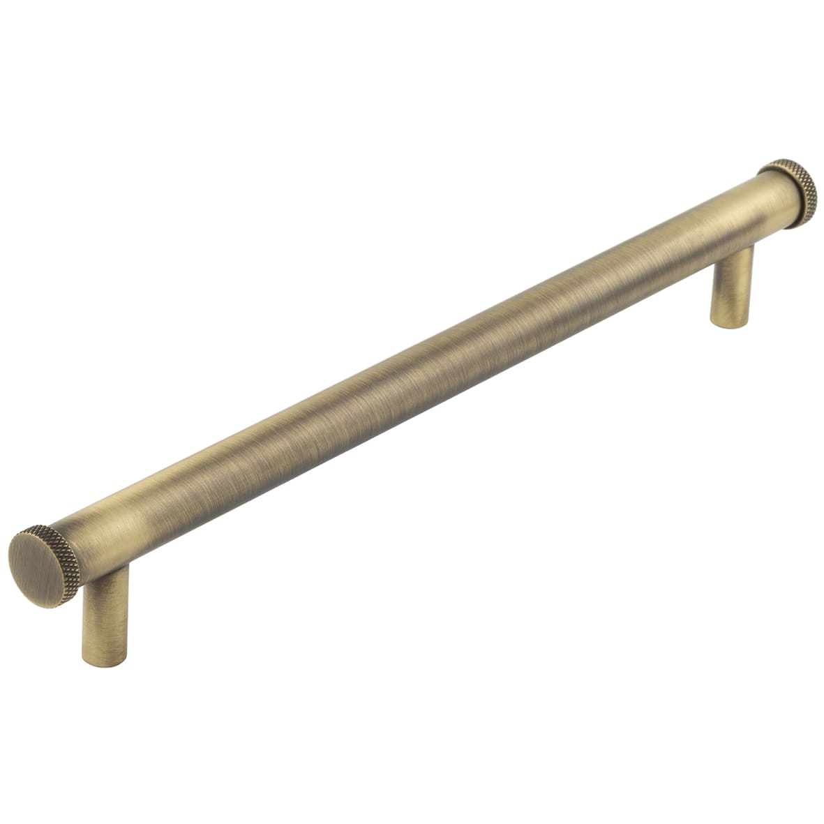 Wenlock 15mm Knurled T-Bar Cabinet Pull Handle - 224mm c/c - Antique Brass