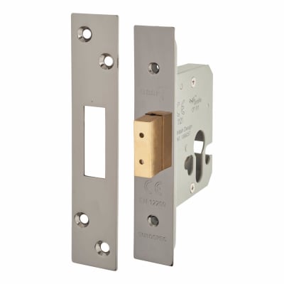 Architectural Euro Profile Deadlock - 65mm Case - 44mm Backset - Black Nickel