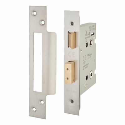 Architectural Bolt Through Bathroom Lock - 78mm Case - 57mm Backset - Satin Stainless Steel
