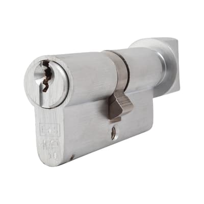 10 Pin 70mm Euro Thumbturn Cylinder - 35mm Turn + 35mm - Satin Chrome - Keyed Alike