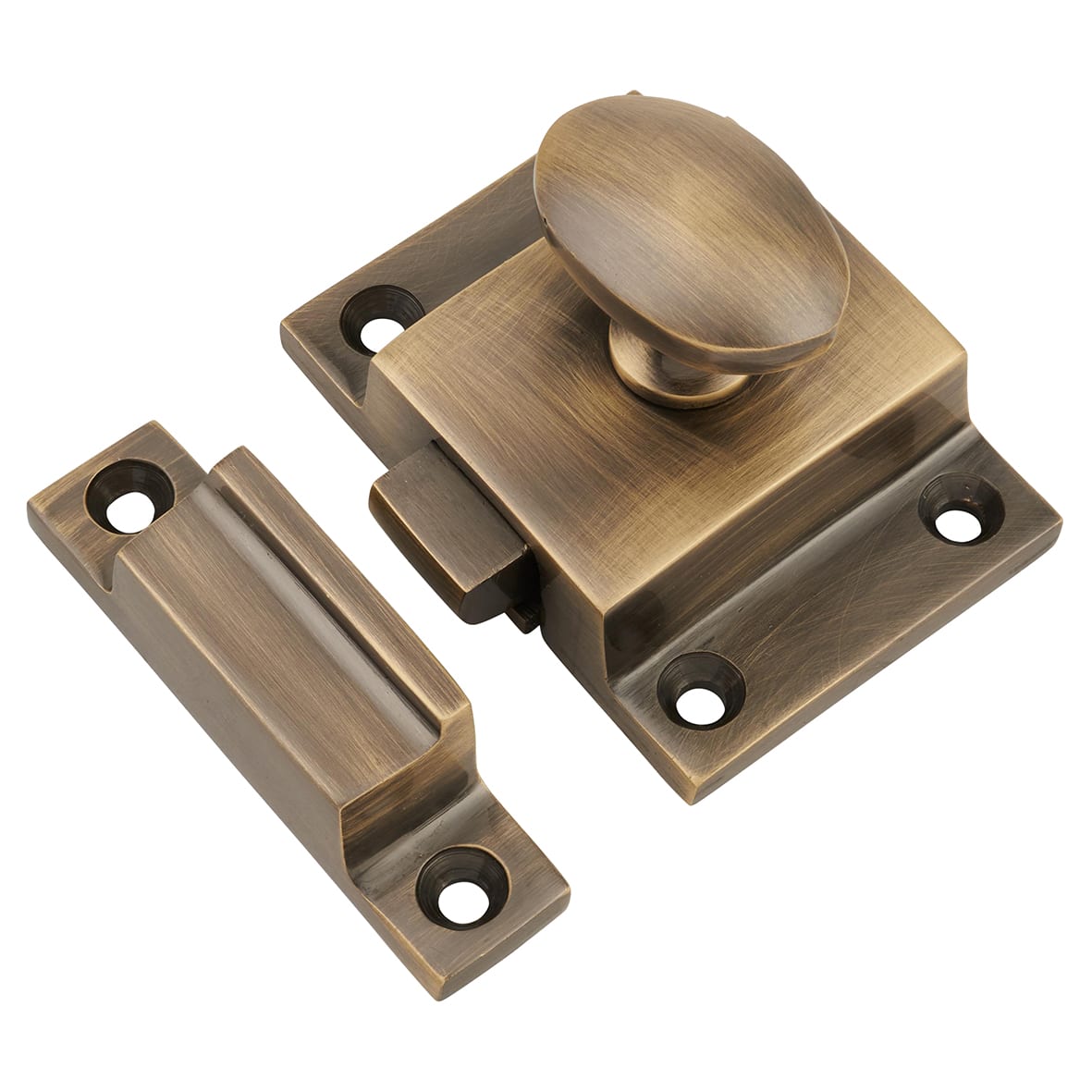 Box Style Cupboard Catch - 55 x 40 x 35mm - Antique Brass
