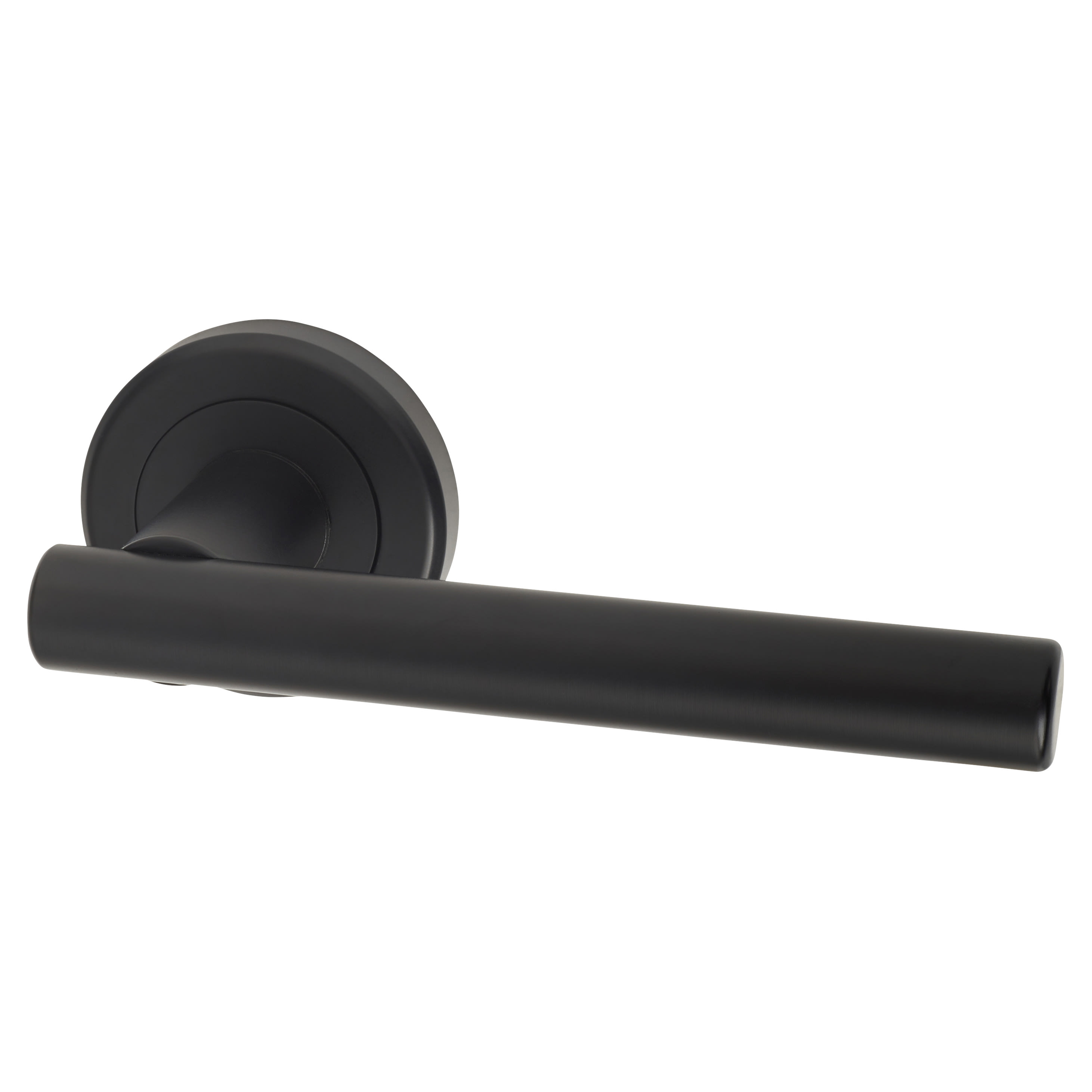 Brass Matt Black Door Handles on Round Rose - Philadelphia Range