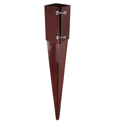 Drive In Fence Post Spike - Twin Bolt - 50 x 50 x 600mm - Brown Powder Coated