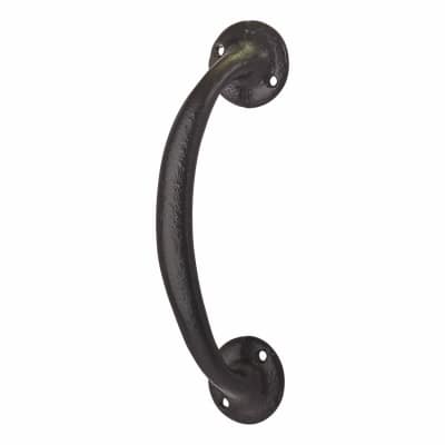 Victorian Antique Black Iron Bow Door Pull Handle - Screw Fix - 254 x 33mm