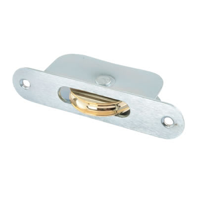 Radius Axle Sash Window Pulley - 44mm Brass Wheel - Galvanised