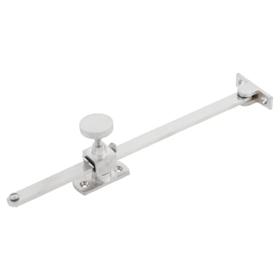 Budget Adjustable Screw Down Locking Casement Window Stay - 10"/250mm Length - Sat Chrome