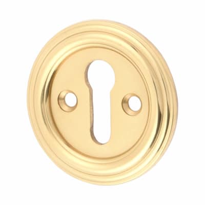 Parisian Escutcheon - 42mm Diameter - Keyhole - Polished Brass