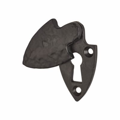 Shield Covered Escutcheon - 57 x 28mm - Keyhole - Antique Black Iron