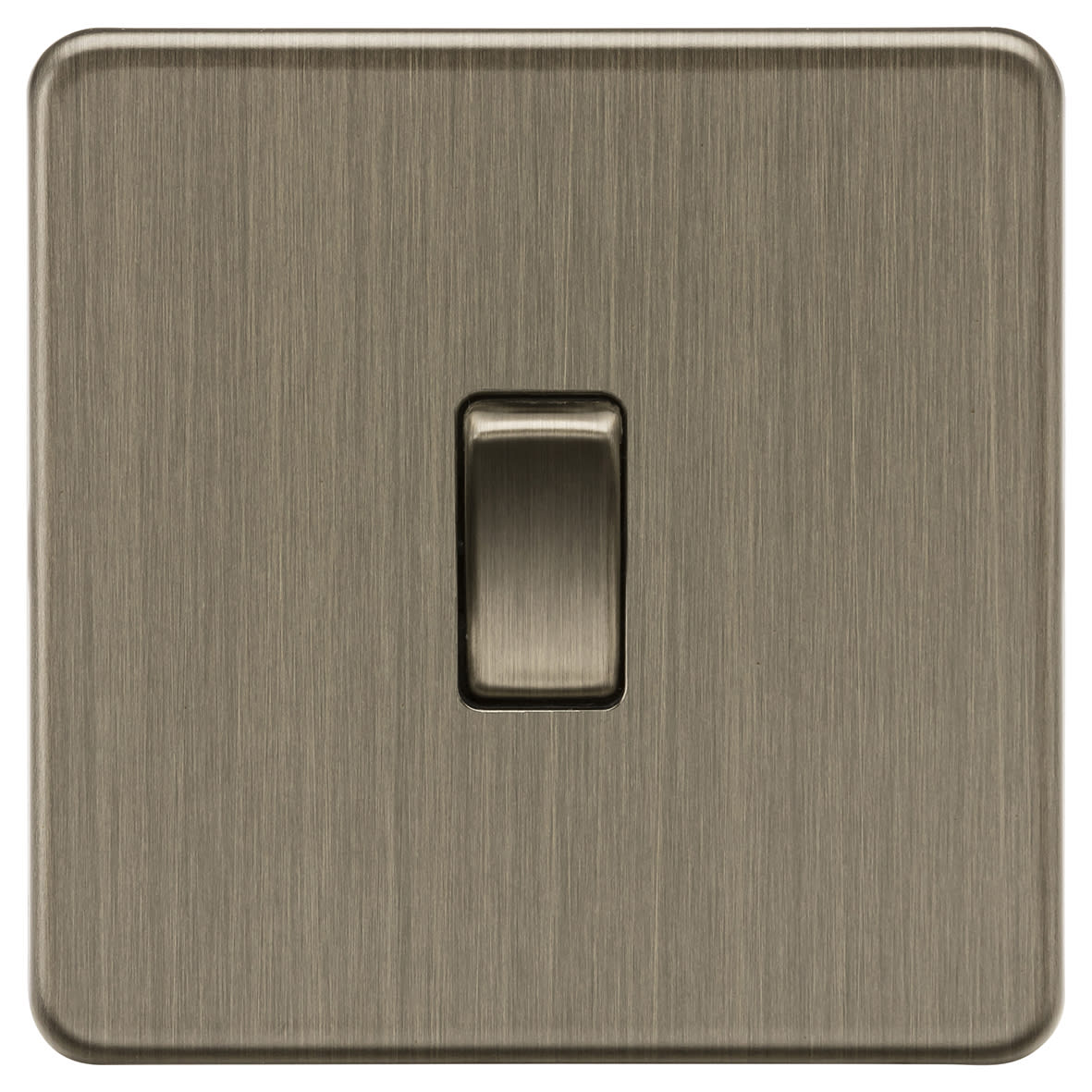 10AX 1 Gang Screwless Flat Plate Double Pole Light Switch - Antique Brass