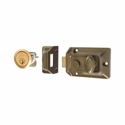 Traditional Nightlatch - 60mm Backset - Green Case/Polished Brass Cylinder