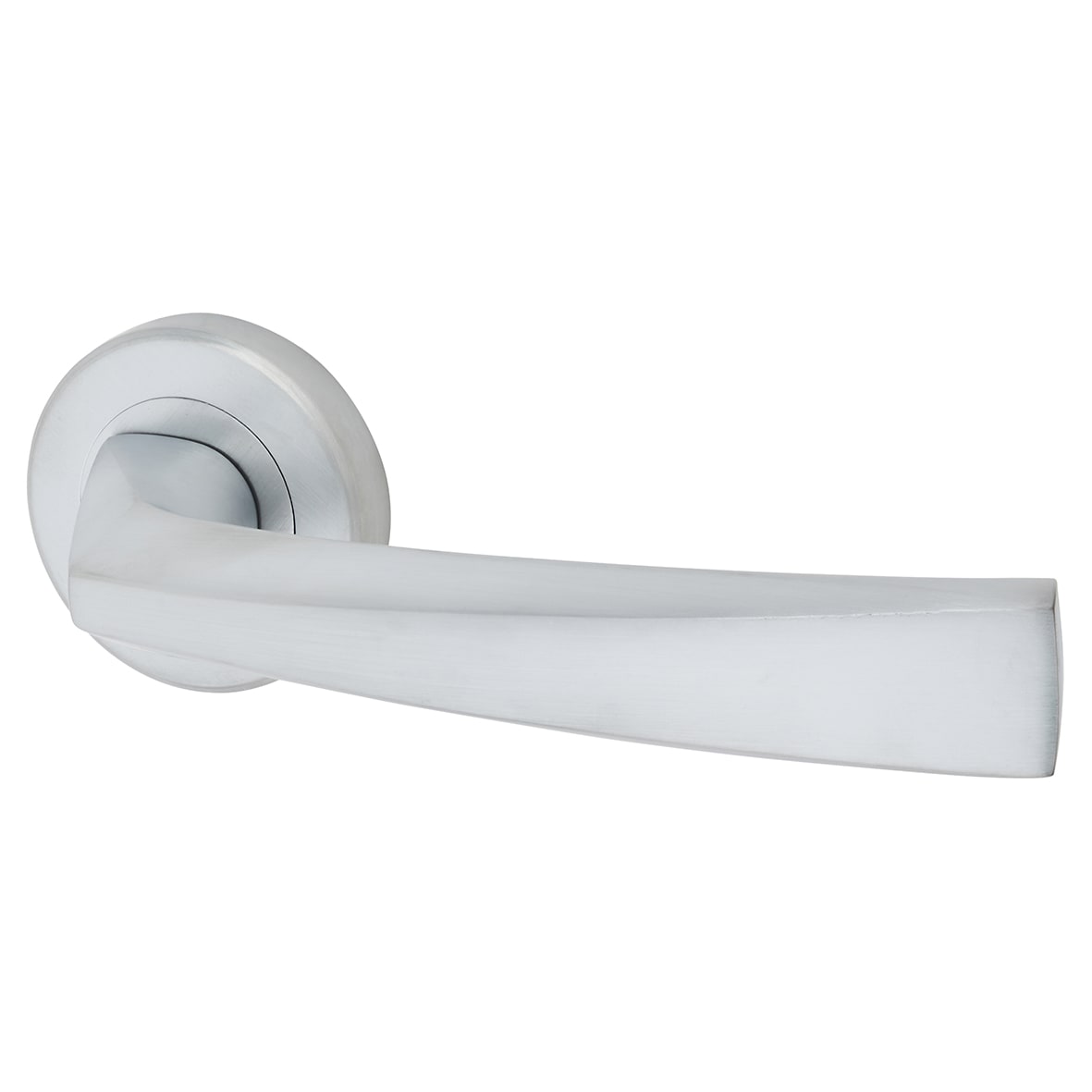 Brass Satin Chrome Door Handles on Round Rose - Scopo Range