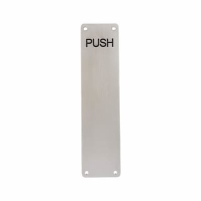 Aluminium Finger Plate - Push - 300 x 75 x 3mm - Satin