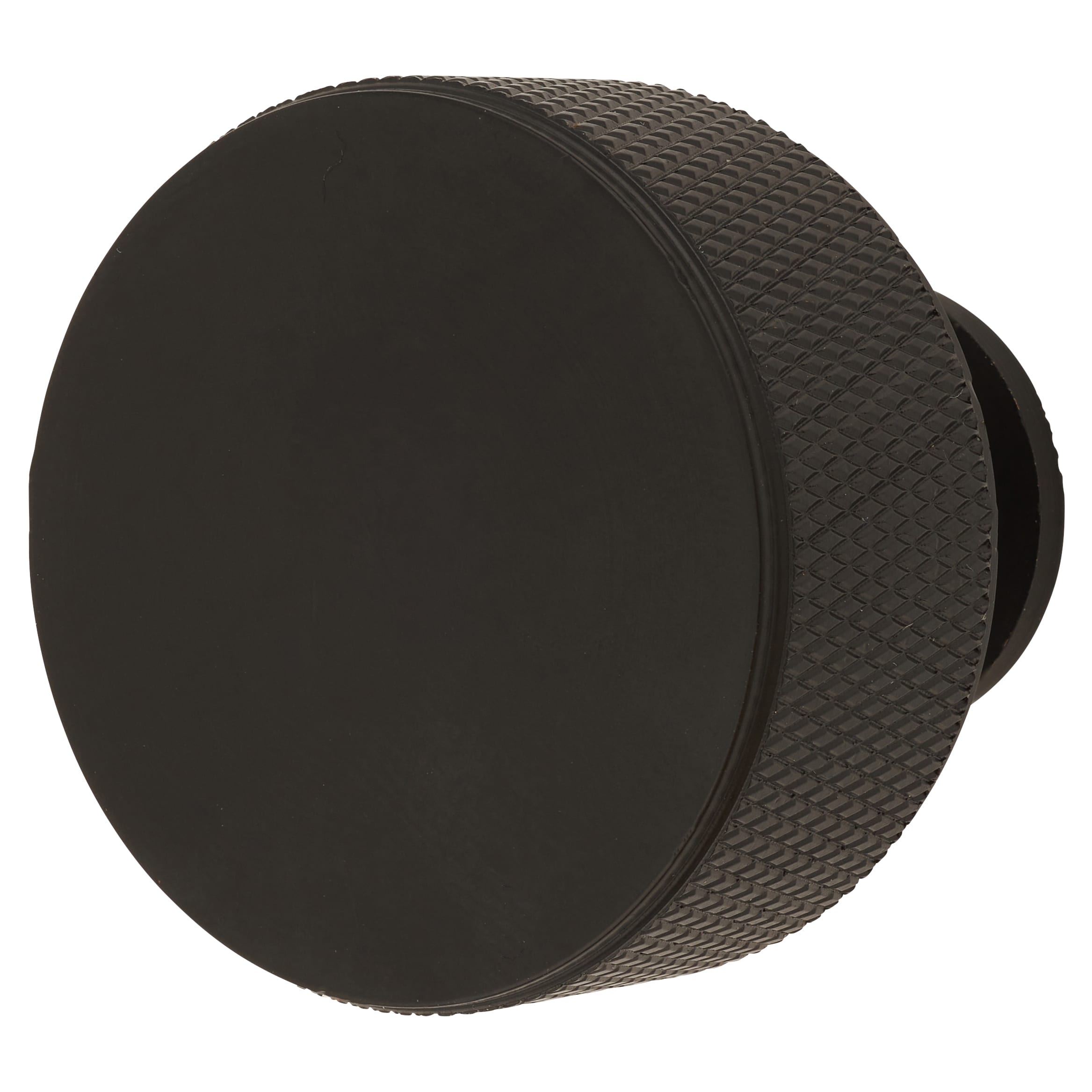 Knurled Radio Round Cabinet Knob - 35mm Diameter - Matt Black