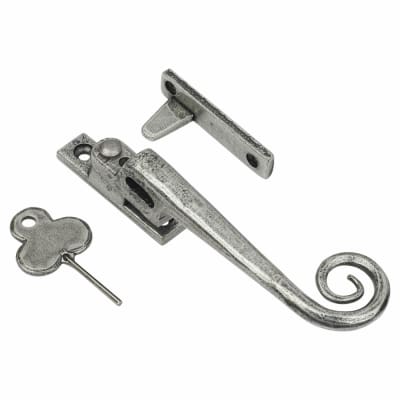 Locking Night Vent Casement Window Fastener - Right Hand - Pewter