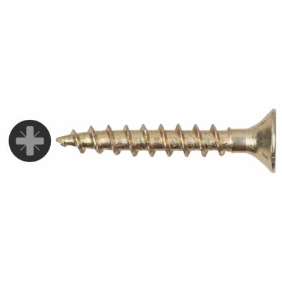 Yellox Pozi Countersunk Wood Screws Value Pack - 2.5 x 16mm - Yellow Zinc - Pack of 1000