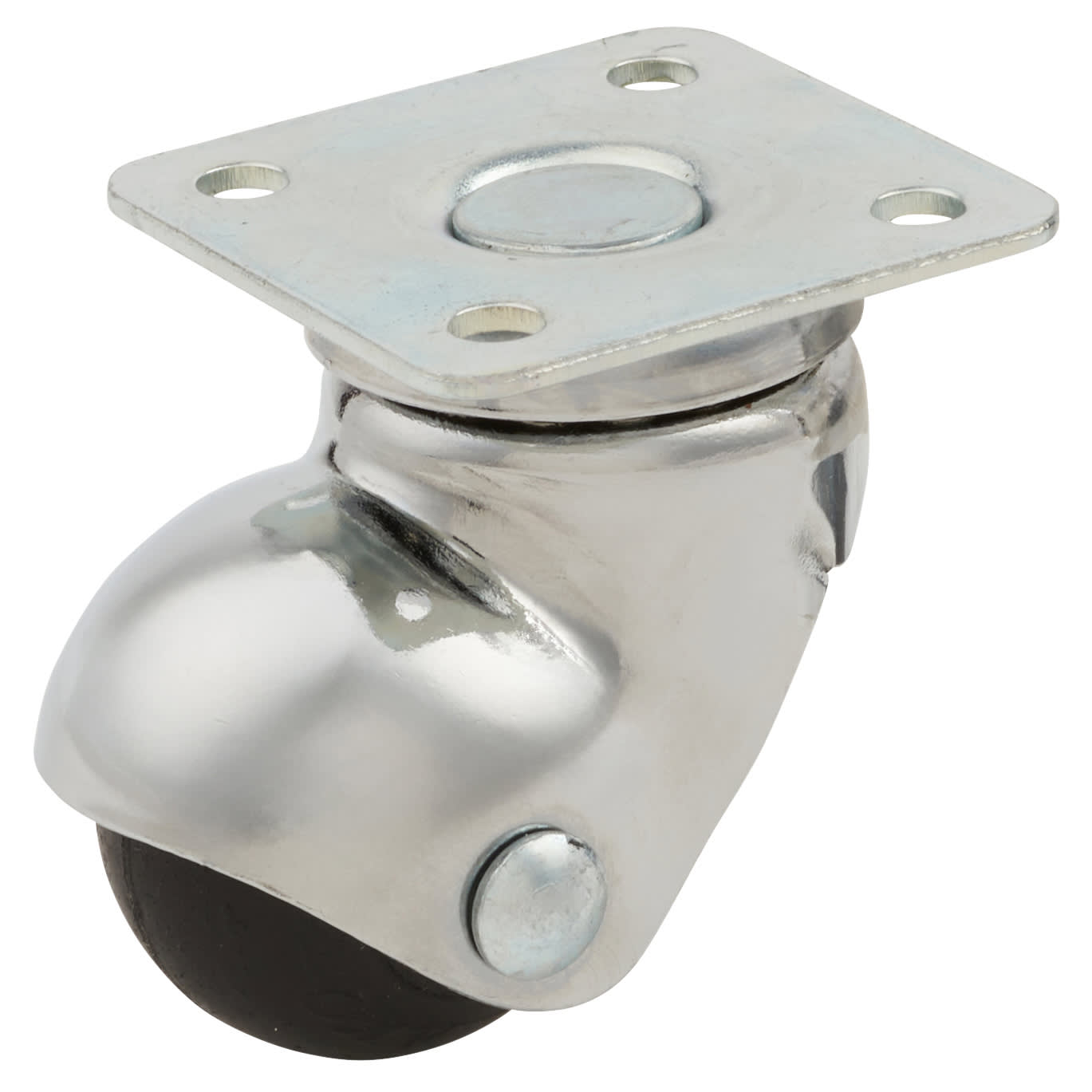 Rollstar Low Level Furniture Castor - Swivel - 30kg Max - 30mm Diameter - Chrome Plated