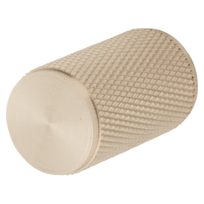 Knurled Cylinder Cabinet Knob - 18mm Diameter - Satin Nickel