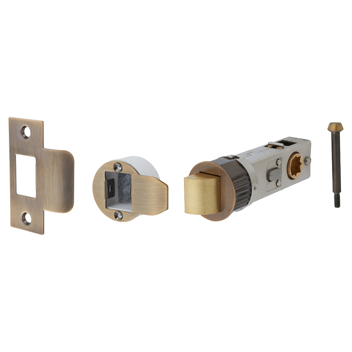 Quick Latch Privacy Tubular Latch - 71mm Case - 57mm Backset - Antique Brass