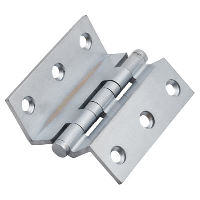 Cranked Ball Bearing Storm Proof Casement Window/Door Hinge - 64 x 2.5mm - Satin Chrome - Pair