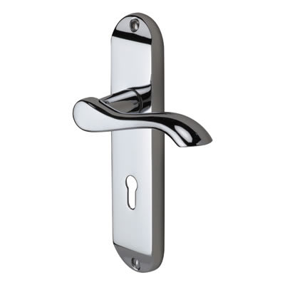 Polished Chrome Scroll Keyhole Lock Door Handles - Aurora Range - 183 x 42mm