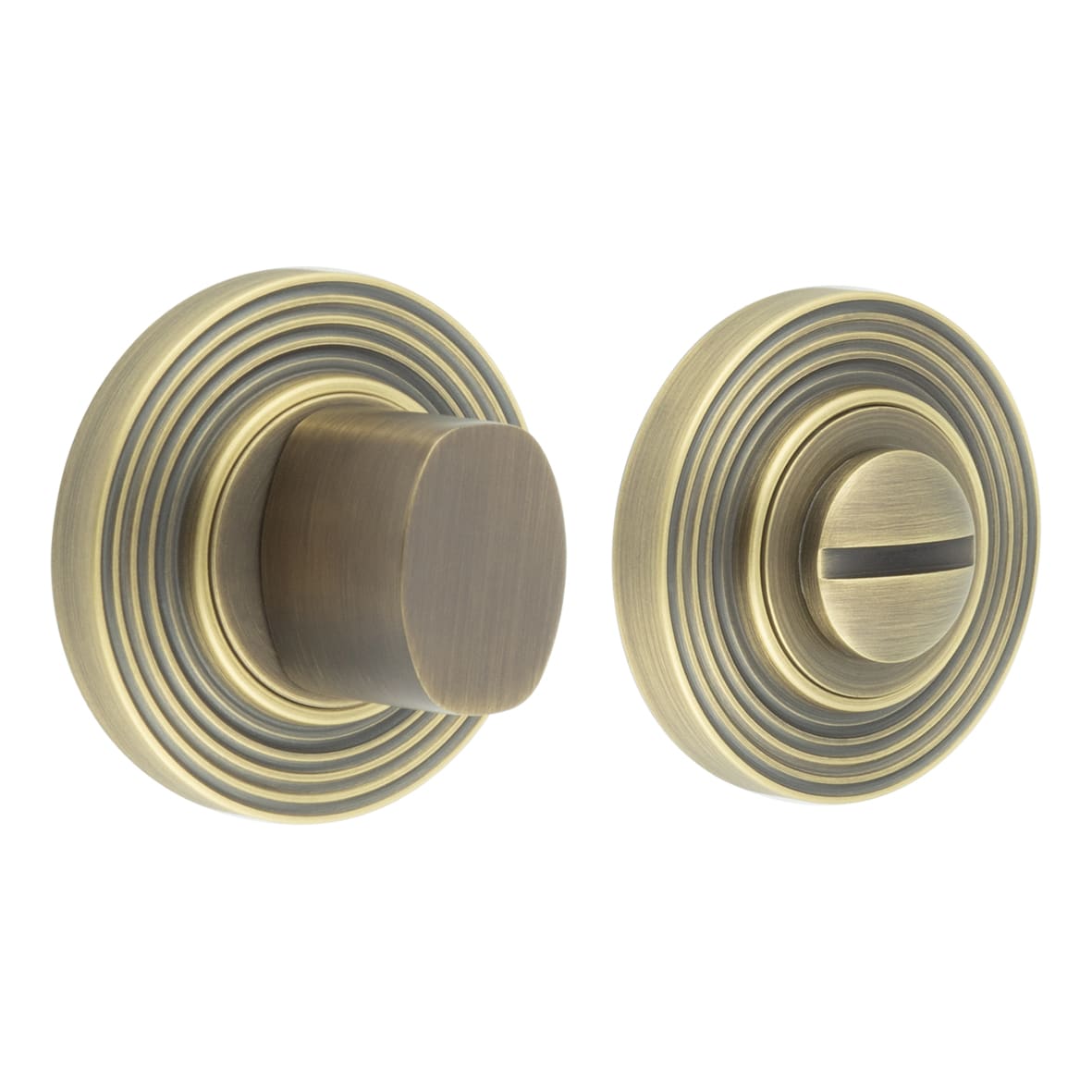 Inner 3 Turn & Release with Reeded Rose - 47mm Diameter - Antique Brass