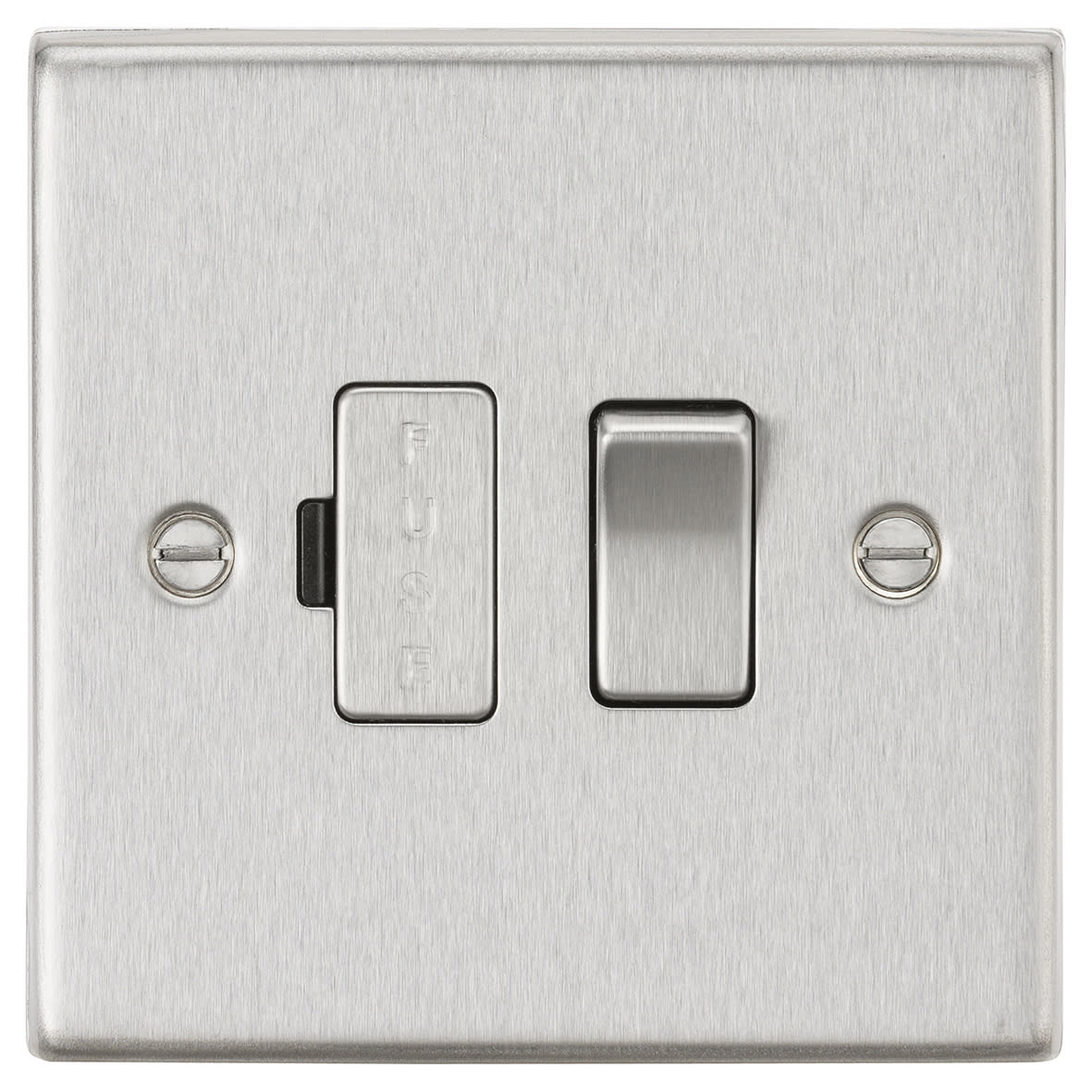 13A 1 Gang Square Edge Switched Fused Spur - Brushed Chrome