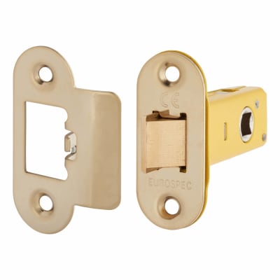 Heavy Duty Tubular Latch - 65mm Case - 44mm Backset - Radius - PVD Brass