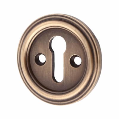 Parisian Escutcheon - 42mm Diameter - Keyhole - Antique Brass