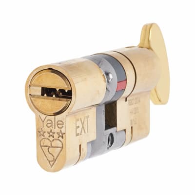 3 Star Anti-Snap Platinum 80mm Euro Thumbturn Cylinder - 40mm Turn + 40mm - Polished Brass