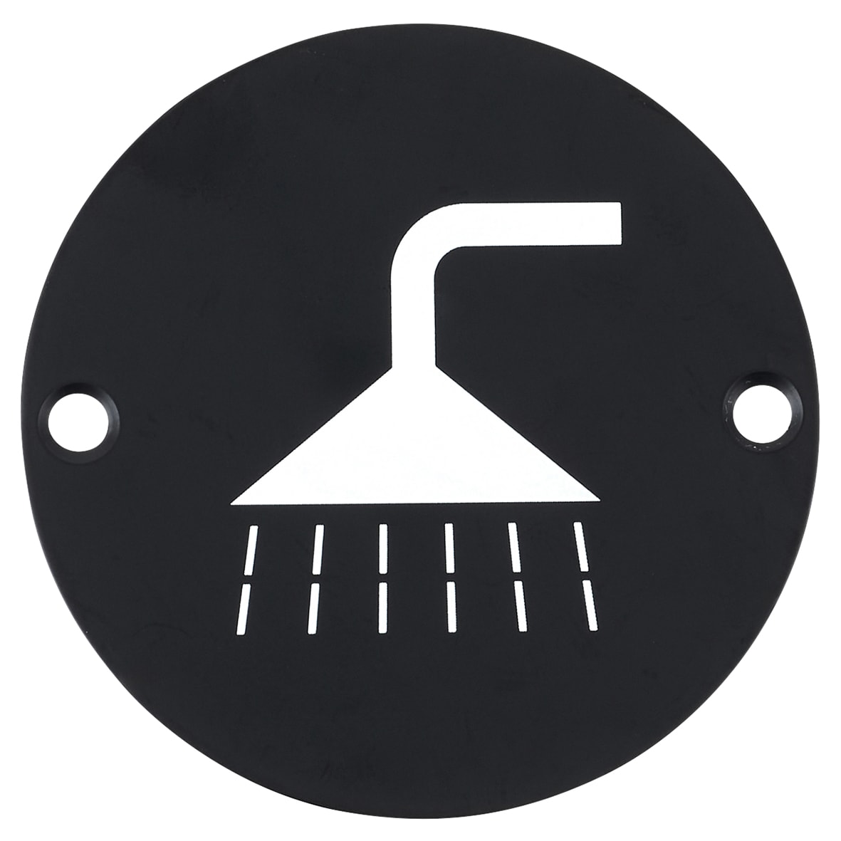 Shower Door Sign - 75mm Diameter - Matt Black