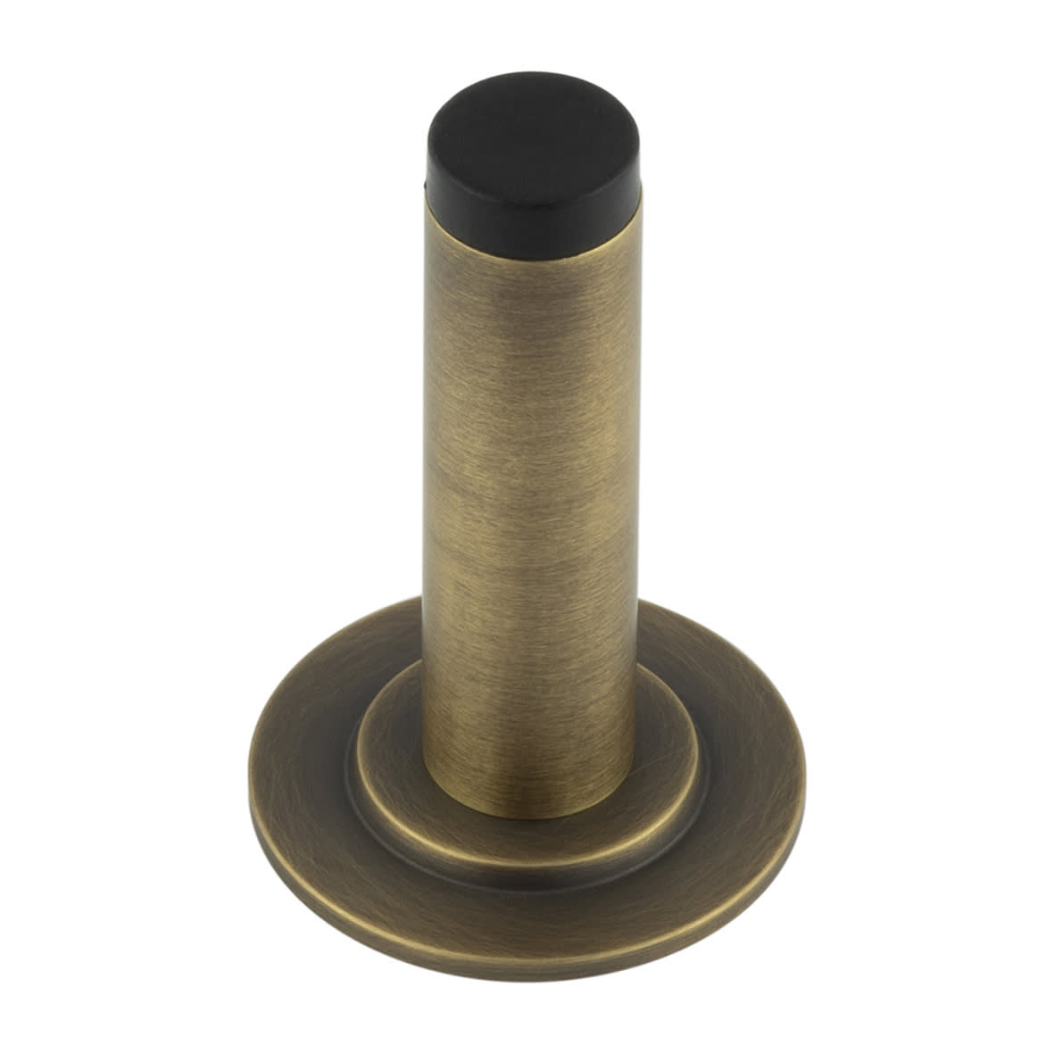 Plain Projection Door Stop on Stepped Rose - 76mm Projection - Antique Brass