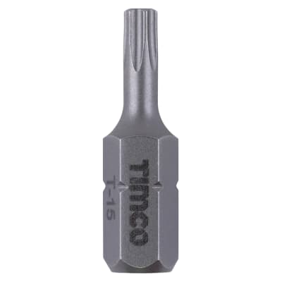 Steel Driver Bits - Torx - T15 - 25mm Length - Pack of 10