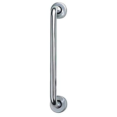 Satin Aluminium 19mm D-Bar Door Pull Handle on Rose - Screw Fix - 300mm Centres